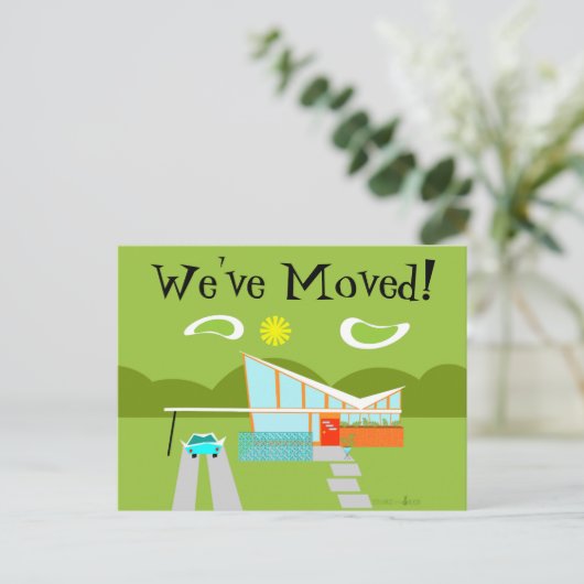 Retro Palm Springs House Adreswijziging Kaart (Staand voorkant)