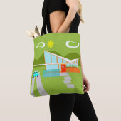 Retro Palm Springs House All-Over Print Canvas tas (Dichtbij)