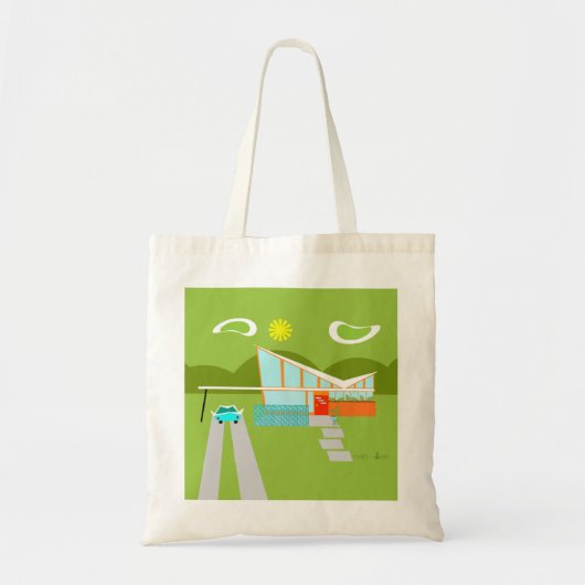 Retro Palm Springs House Canvas tas (Voorkant)