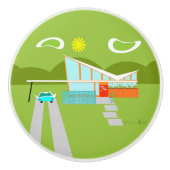 Retro Palm Springs House Ceramic Knob Keramische Knop (Voorkant)