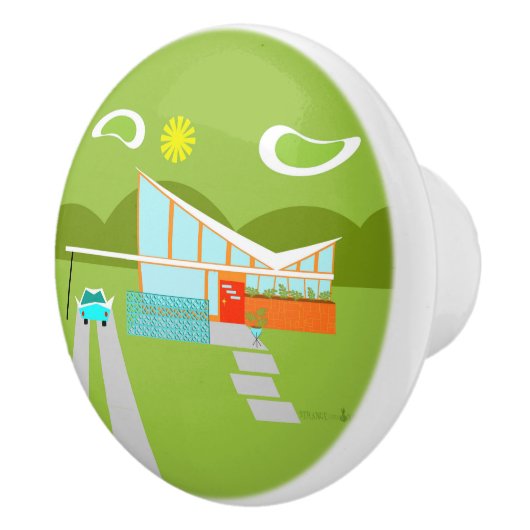 Retro Palm Springs House Ceramic Knob Keramische Knop (Rechts)