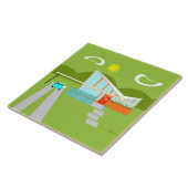 Retro Palm Springs House Ceramic Tile Tegeltje (Zijkant)
