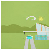 Retro Palm Springs House Combed Cotton Fabric. Stof (Swatch)