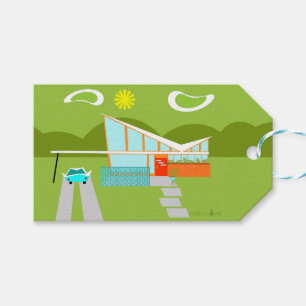 Retro Palm Springs House Custom Gift Labels Cadeaulabel