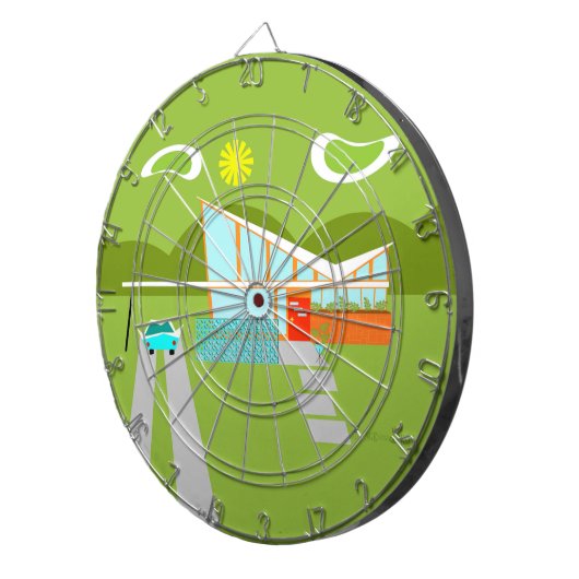 Retro Palm Springs House Dart Board Dartbord (Voorkant Rechts)