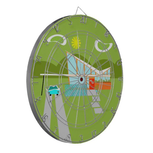 Retro Palm Springs House Dart Board Dartbord (Voorkant Links)