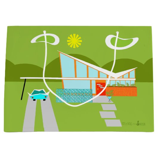 Retro Palm Springs House Gift Bag Large Cadeautasje (Voorkant)