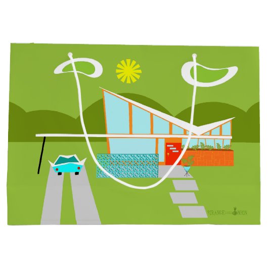 Retro Palm Springs House Gift Bag Large Cadeautasje (Achterkant)