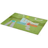 Retro Palm Springs House Glass Cutting Board Snijplank (Hoek)