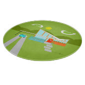 Retro Palm Springs House Glass Cutting Board Snijplank (Hoek)