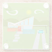 Retro Palm Springs House Glass Onderzetter (Achterkant)