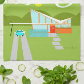 Retro Palm Springs House Kitchen Towel Theedoek (Gevouwen)