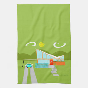 Retro Palm Springs House Kitchen Towel Theedoek
