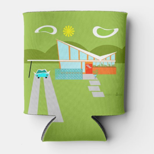 Retro Palm Springs House Koelbox Blikjeskoeler (Voorkant)