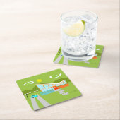 Retro Palm Springs House-Onderzetter Kartonnen Onderzetters (Insitu)