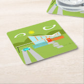 Retro Palm Springs House-Onderzetter Kartonnen Onderzetters (Schuin)