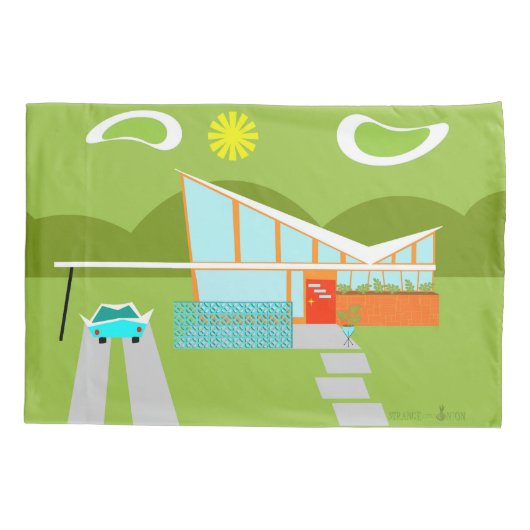 Retro Palm Springs House Pillowcase Kussensloop (Achterkant)