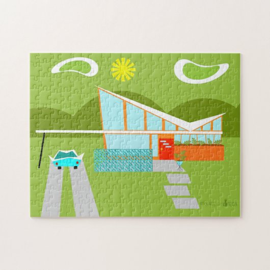 Retro Palm Springs House Puzzle Legpuzzel (Horizontaal)