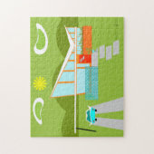 Retro Palm Springs House Puzzle Legpuzzel (Verticaal)