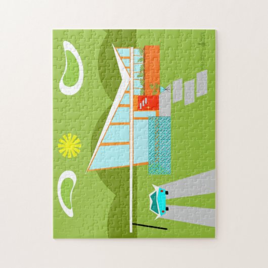 Retro Palm Springs House Puzzle Legpuzzel (Verticaal)
