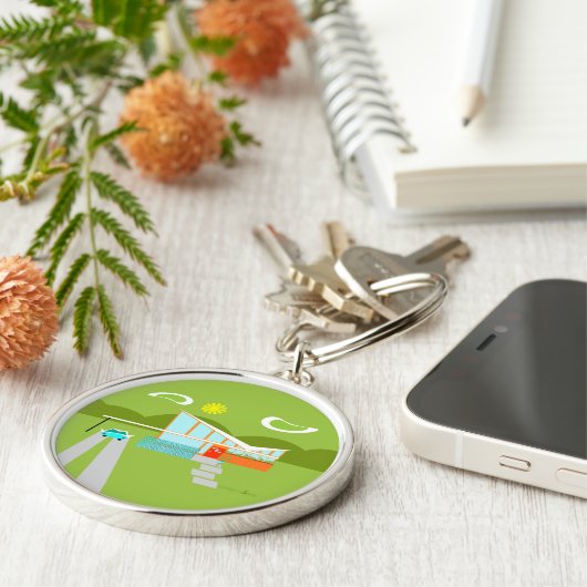 Retro Palm Springs House Sleutelhanger (Zijkant)