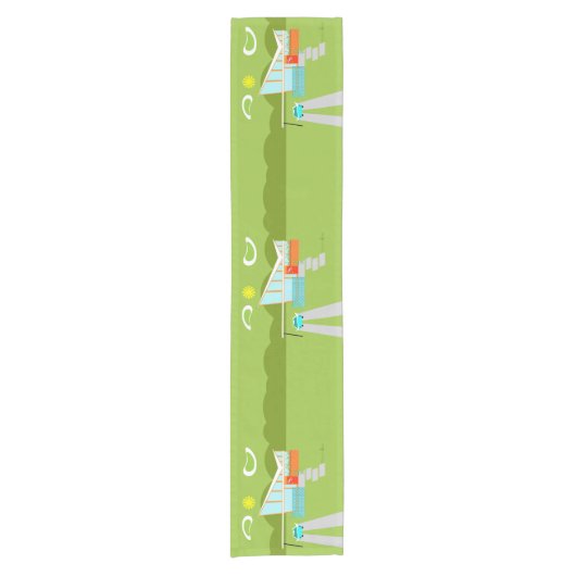 Retro Palm Springs House Table Runner Korte Tafelloper (Voorkant)