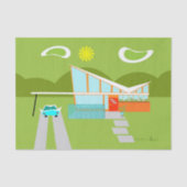 Retro Palm Springs House Tissue Paper Tissuepapier (Voorkant)