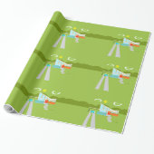 Retro Palm Springs House Wrapping Paper Cadeaupapier (Uitgerold)
