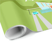 Retro Palm Springs House Wrapping Paper Cadeaupapier (Rol Hoek)