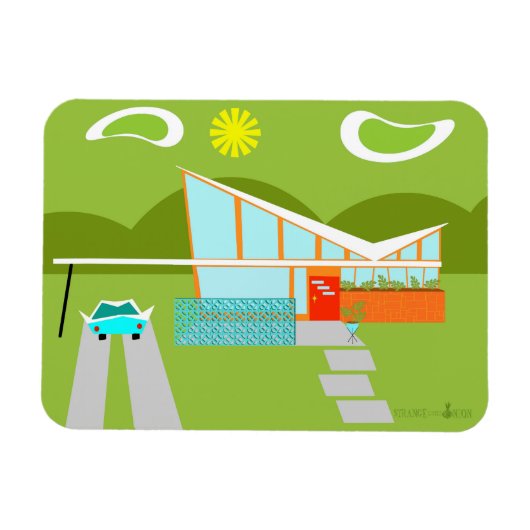 Retro Palm Springs huis flexibele magneet (Horizontaal)