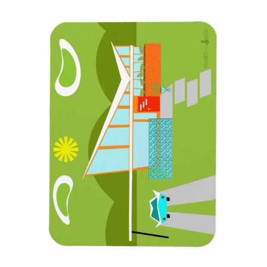 Retro Palm Springs huis flexibele magneet (Verticaal)