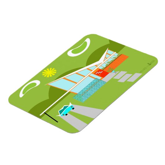 Retro Palm Springs huis flexibele magneet (Linkerzijde)