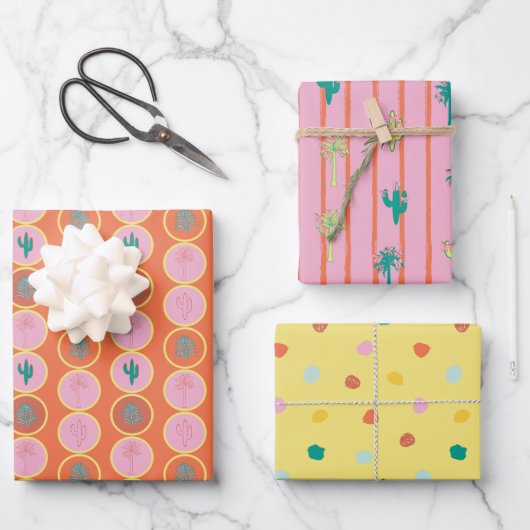 Retro Palm Springs Inpakpapier Set 2 Vel (Voorkant)