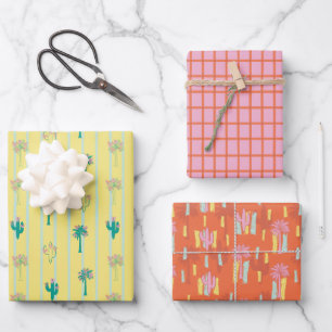 Retro Palm Springs Inpakpapier Set 4  Vel