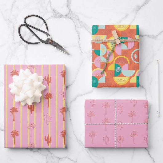 Retro Palm Springs Inpakpapier Set 5 Vel (Voorkant)