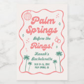 Retro Palm Springs Meidenavondfeestje Wijn Etiket (Enkel label)
