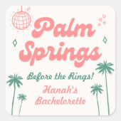 Retro Palm Springs Meisje Feest Vierkante Sticker (Voorkant)