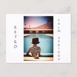 Retro Palm Springs Poolside Post Kaart Personalise