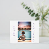 Retro Palm Springs Poolside Post Kaart Personalise (Staand voorkant)
