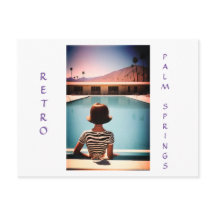 Retro Palm Springs Poolside Post Kaart Personalise