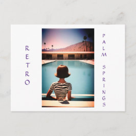 Retro Palm Springs Poolside Post Kaart Personalise