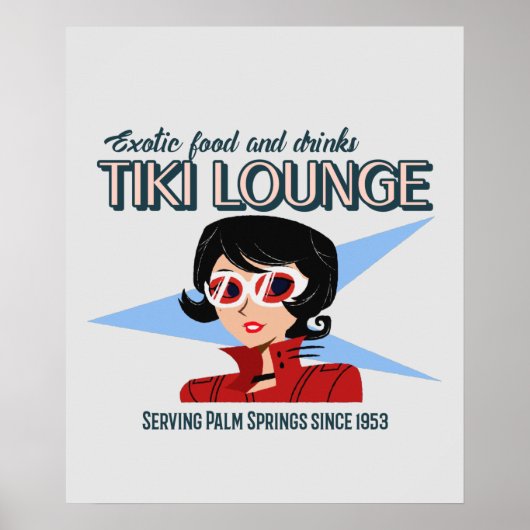 Retro Palm Springs Tiki Lounge Print op Brown (Voorkant)