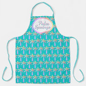 Retro Palm Springs Turquoise Blauw Tropische Palme Schort (Voorkant)