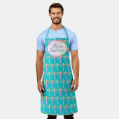 Retro Palm Springs Turquoise Blauw Tropische Palme Schort (Gedragen)