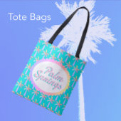 Retro Palm Springs Turquoise Blauw Tropische Palme Tote Bag