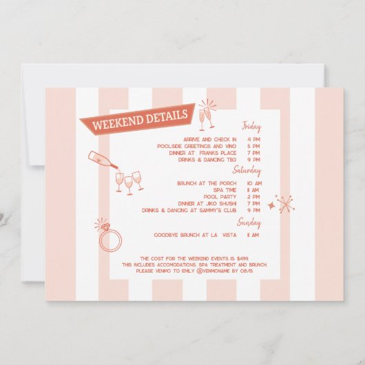 Retro Palm Springs Vibe Bachelorette Meisjes Weeke Kaart (Achterkant)