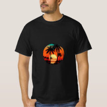 Retro Palm Sunset Shirt - tropische ontsnapping