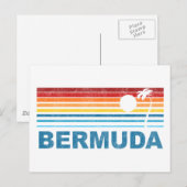Retro Palm Tree Bermuda Briefkaart (Voorkant / Achterkant)