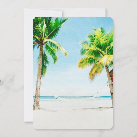 Retro Palm Tree Destination Beach repetitie diner Kaart (Achterkant)