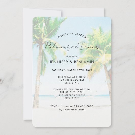 Retro Palm Tree Destination Beach repetitie diner Kaart (Voorkant)